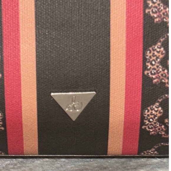 Sam Edelman Micaela Coated Canvas Tote - Brown/Red Stripe Large Shopper Handbag - Picture 4 of 11